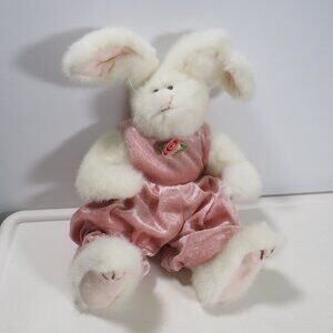 Sara White Bunny Plush Rabbit with Velvet Jumper TY 1993  Stuffed Animal plush
